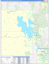 Salt Lake City Metro Area Wall Map Basic Style 2024